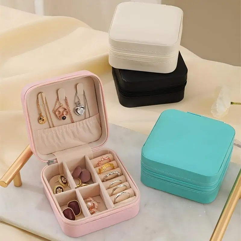 Solid Color PU Leather Material Jewelry Storage Box