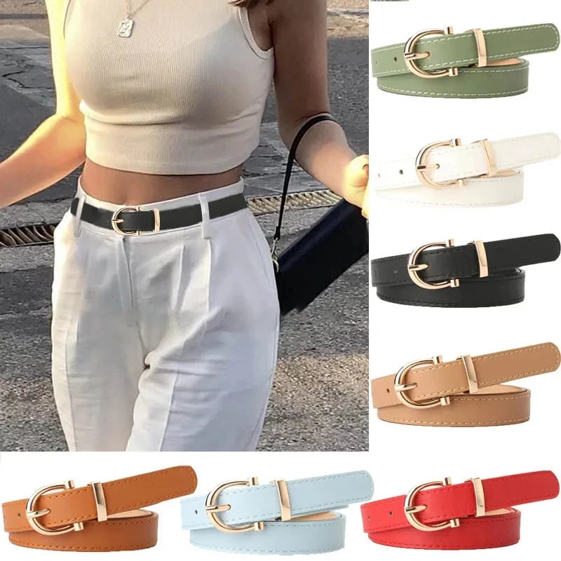 New PU Leather Simple Metal Buckle Belt