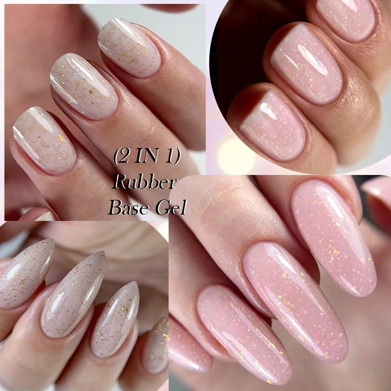 LILYCUTE Nude Crystal Rubber Base Gel Nail Polish