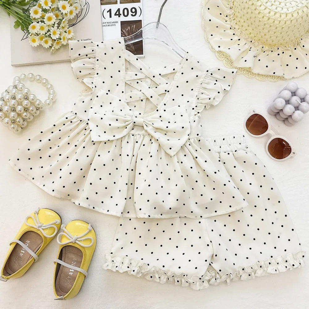 Sweet and Cute Solid Color Bow Girls Clothes