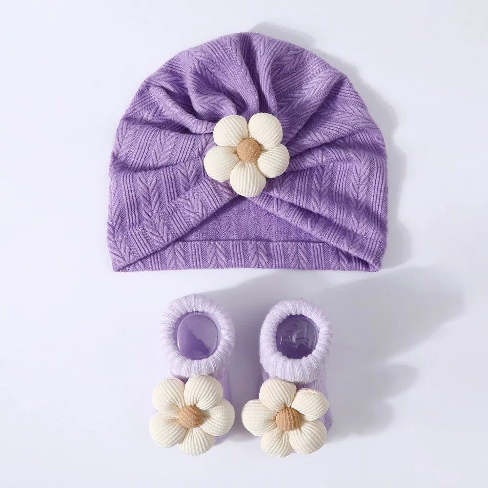 Baby Headscarf Hat Elastic Lightweight Hat Sock Set Newborn Supplies