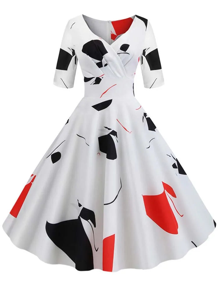 Summer Women Dress Floral Print Vintage Party Dresses