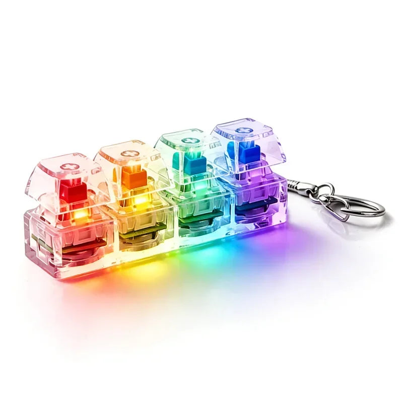 LED Light Up Keyboard Keychain Clickable button