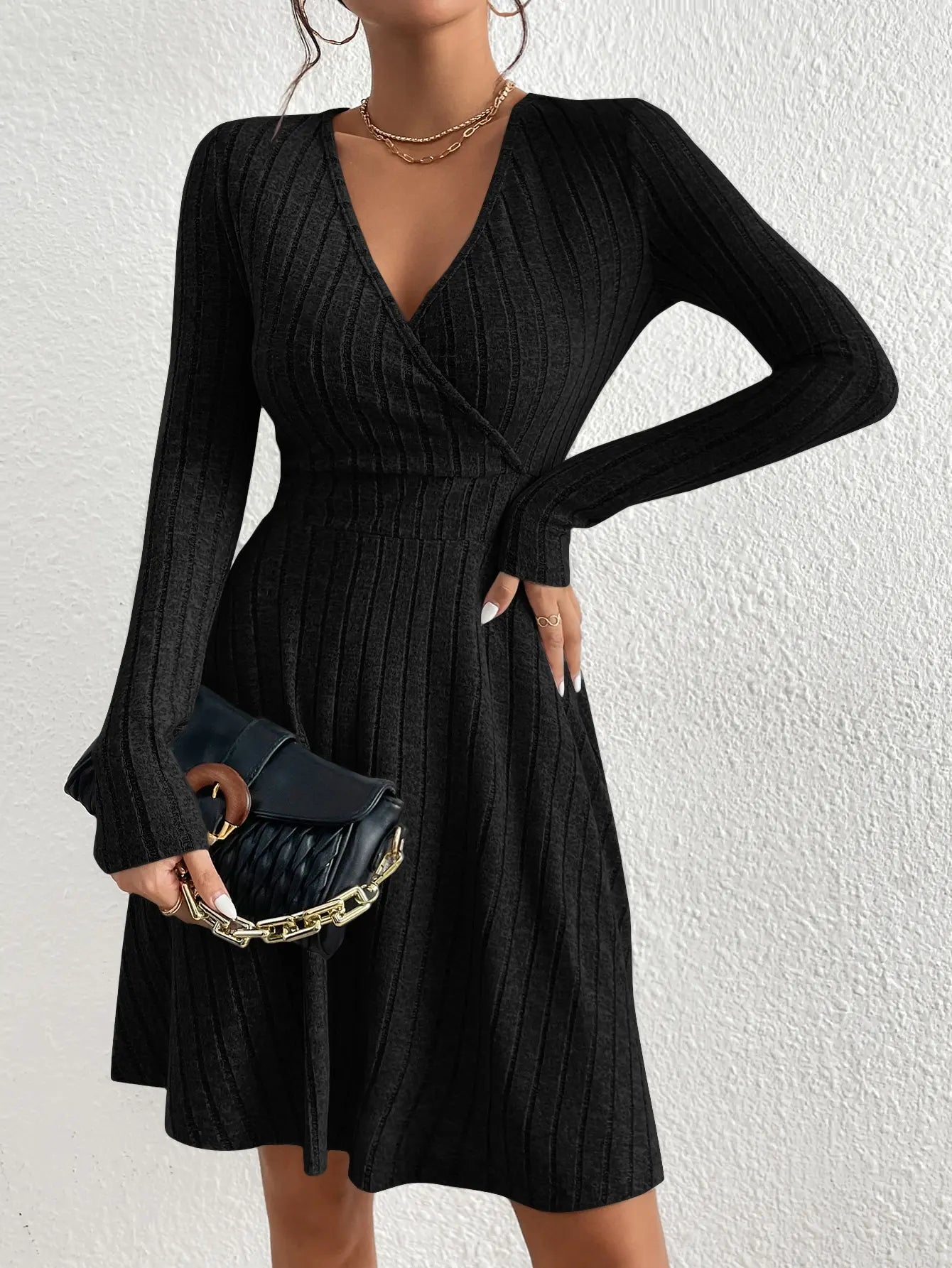 Autumn and Winter New Women's Black Dress
