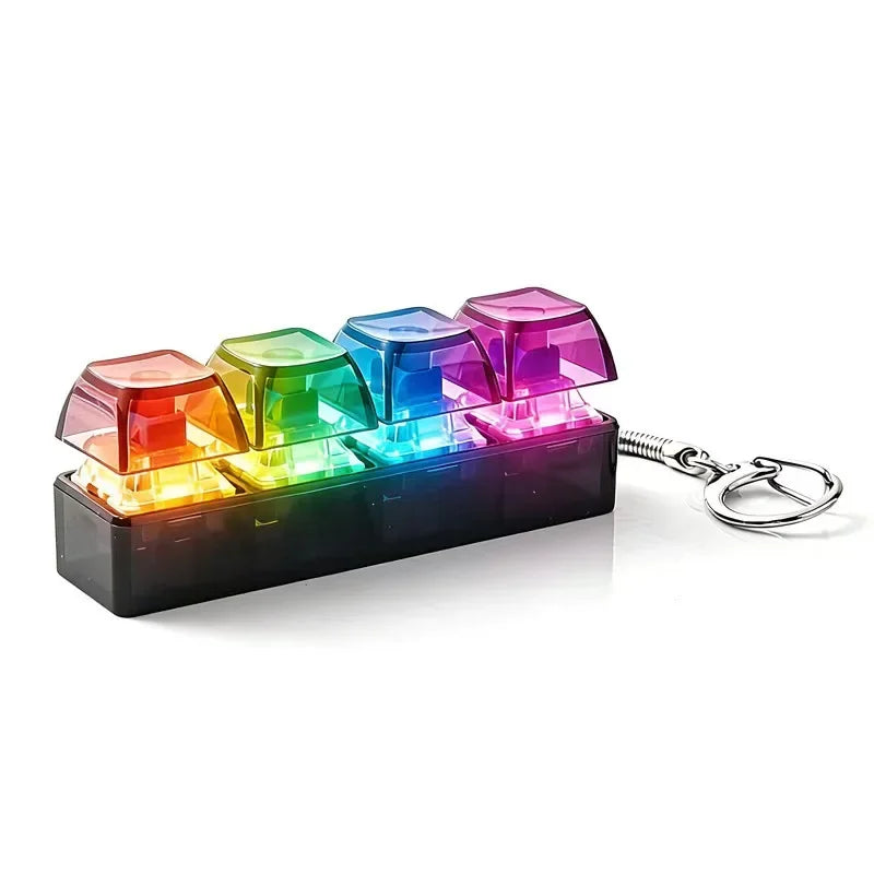 LED Light Up Keyboard Keychain Clickable button