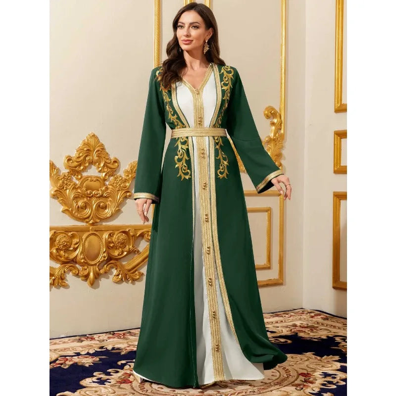 Muslim Sets Women Party Dresses , Kaftan Vestidos 2 Piece Suit