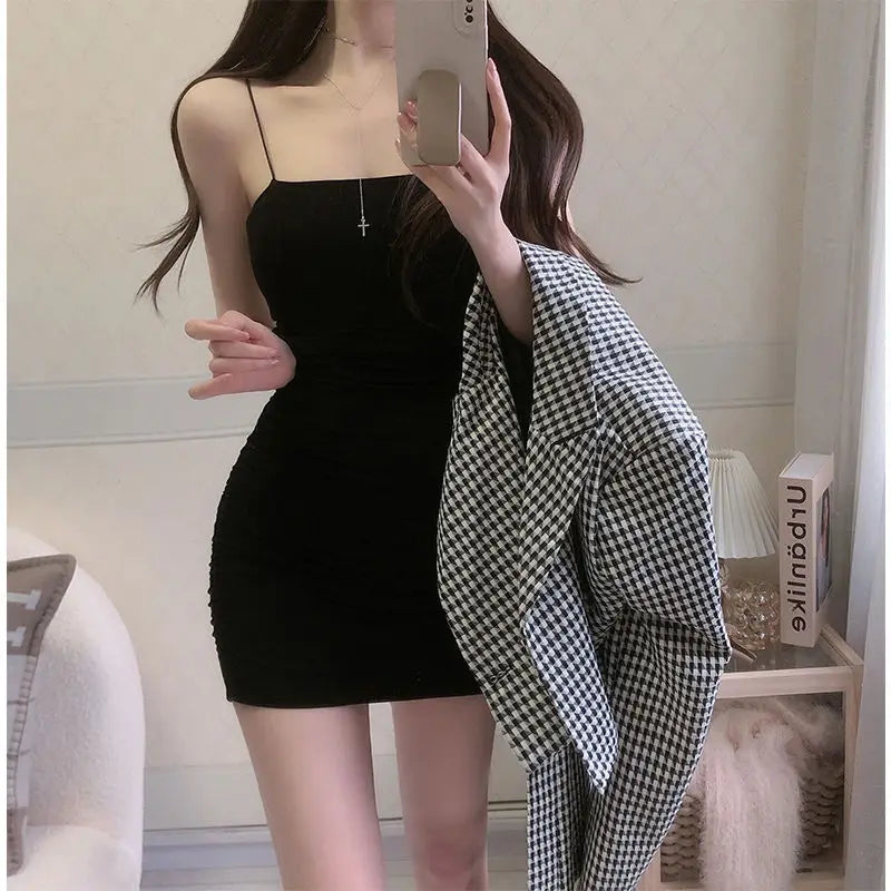 Women's Summer Solid Color Spaghetti Strap Sundress