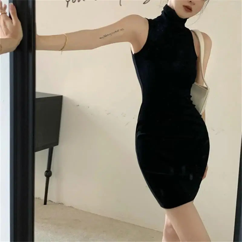 High Neck Tight Dress Women Bodycon