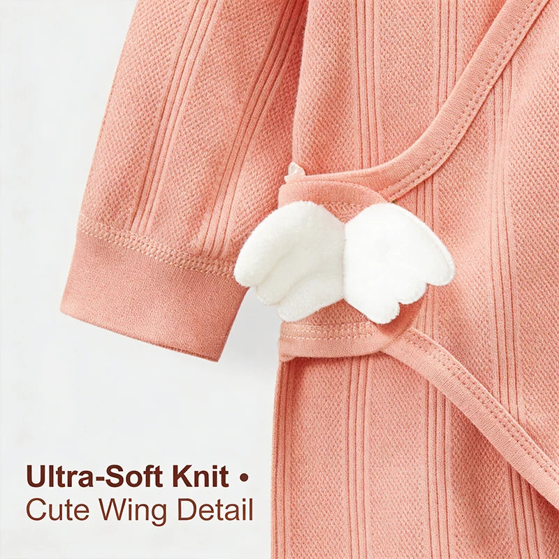 Newborn Romper with Soft Knit Long Sleeve Wrap Onesie
