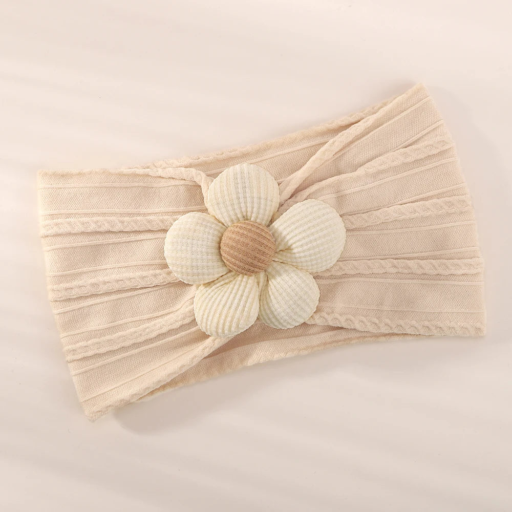 1Pc Baby Nylon Headscarf Astique Suitable Newborn Girl Flower Handmade Headband Elastic Hairband Turban Toddler Hair Accessories