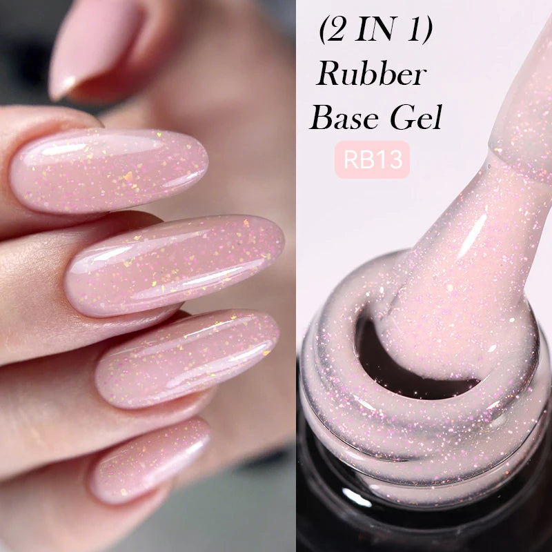 LILYCUTE Nude Crystal Rubber Base Gel Nail Polish