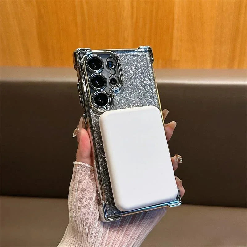 Luxury Magnetic Plating Stand Shockproof Glitter Case for Samsung Galaxy