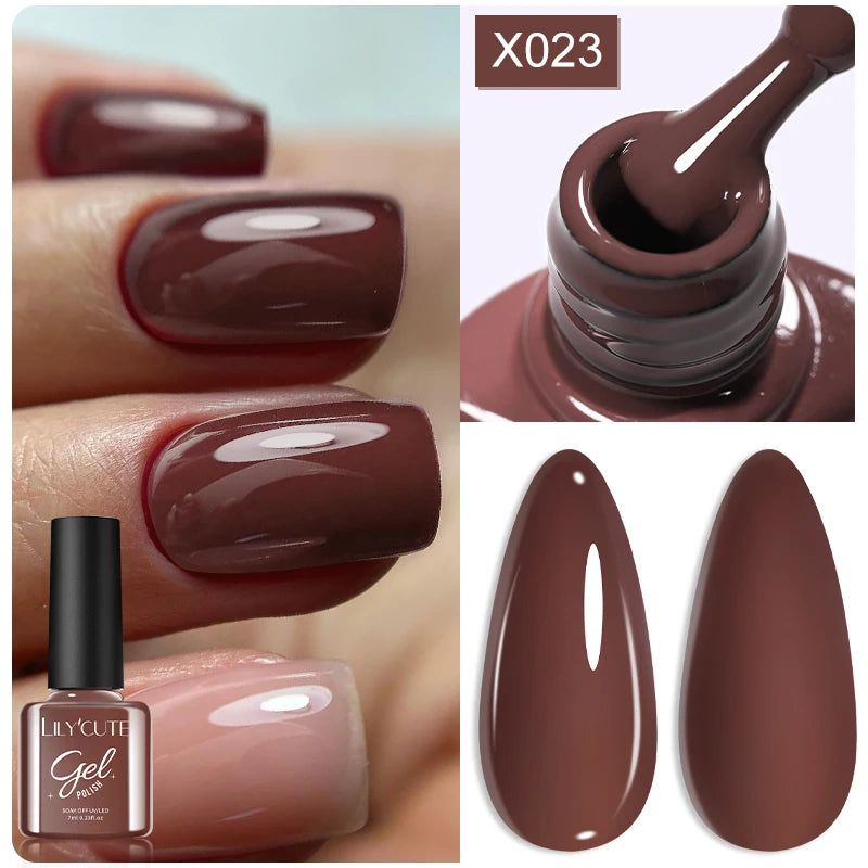 Brown Red Purple Nail Gel Polish Coffee Color Series