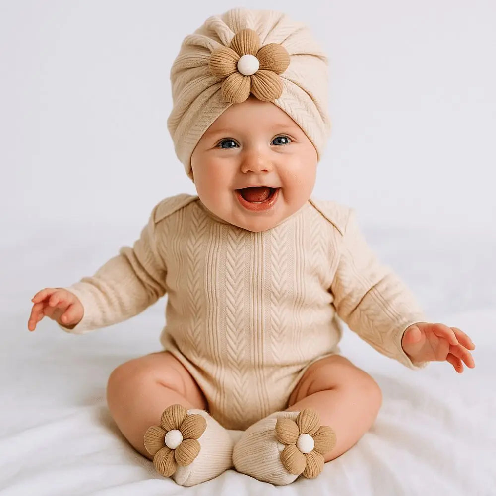 Baby Headscarf Hat Elastic Lightweight Hat Sock Set Newborn Supplies