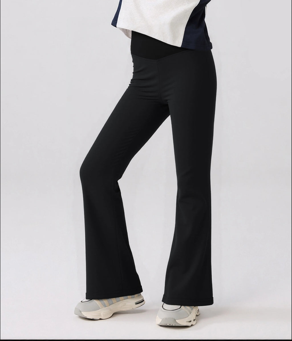 Girls Flared Pants High Waist Yoga Leggings