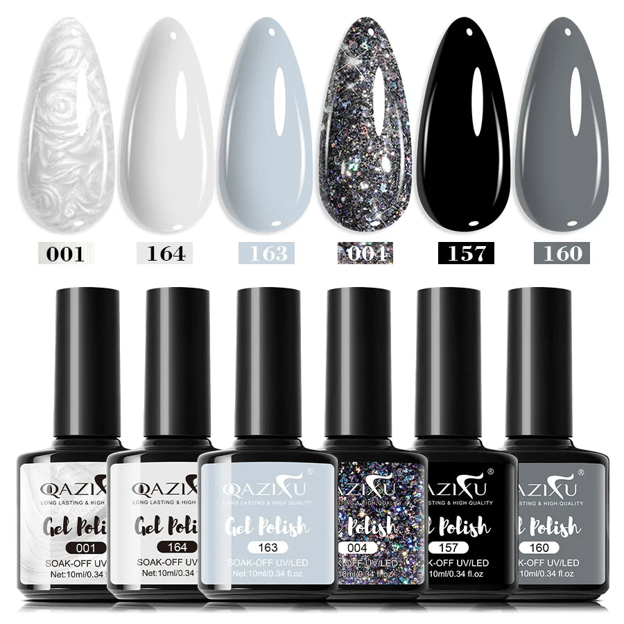 1/6Pcs Grey White Color Nail Gel Polish