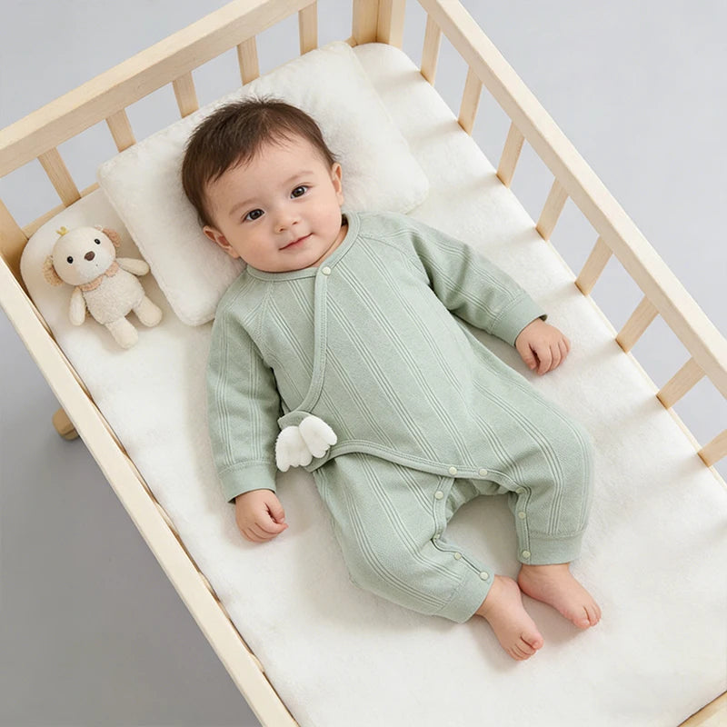 Newborn Romper with Soft Knit Long Sleeve Wrap Onesie
