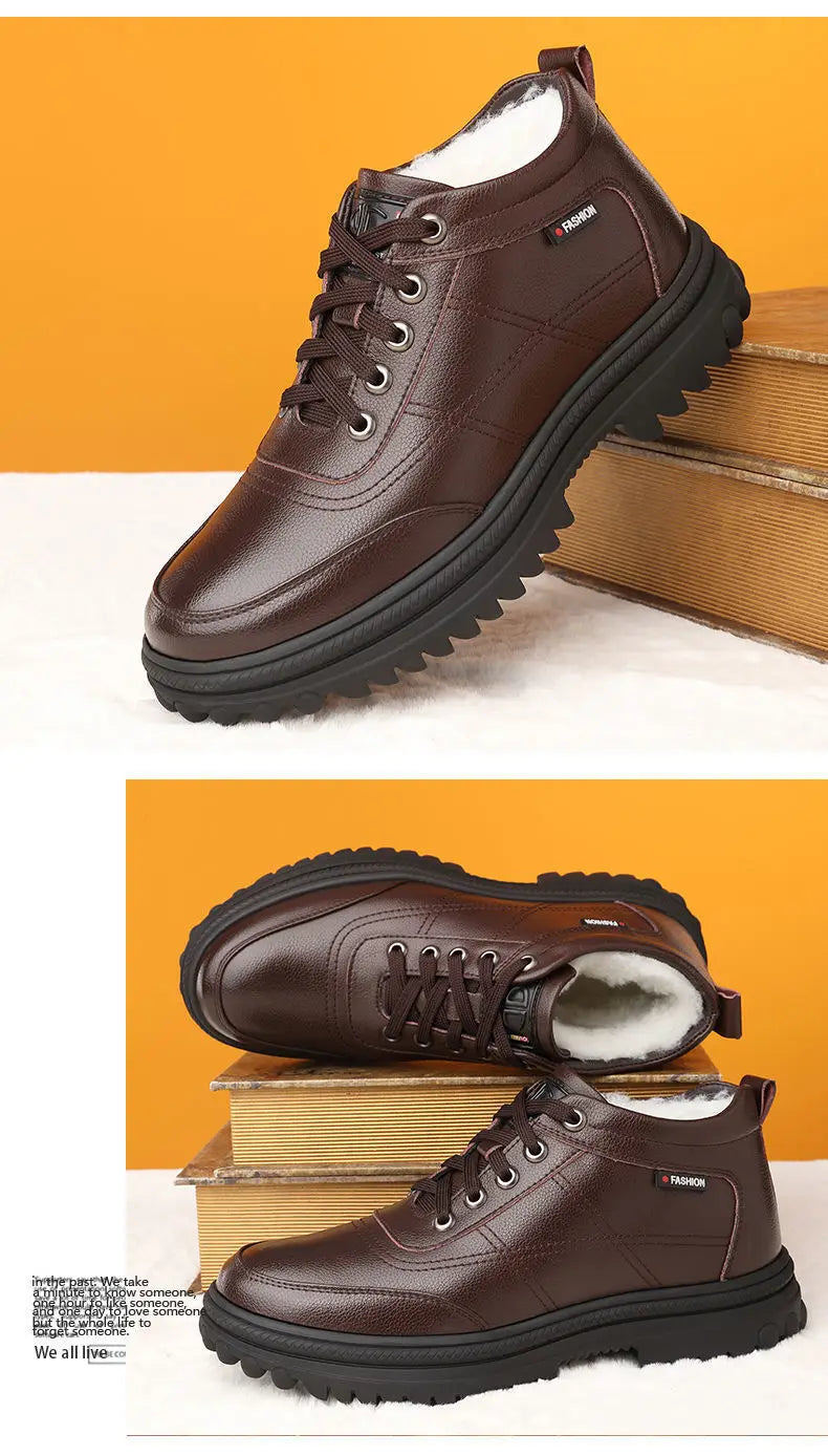 Men's Winter Thickened Warmth Casual Shoes,Leather Shoes