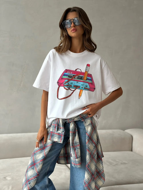 100% Cotton Women's Fashionable Printed T-shirt