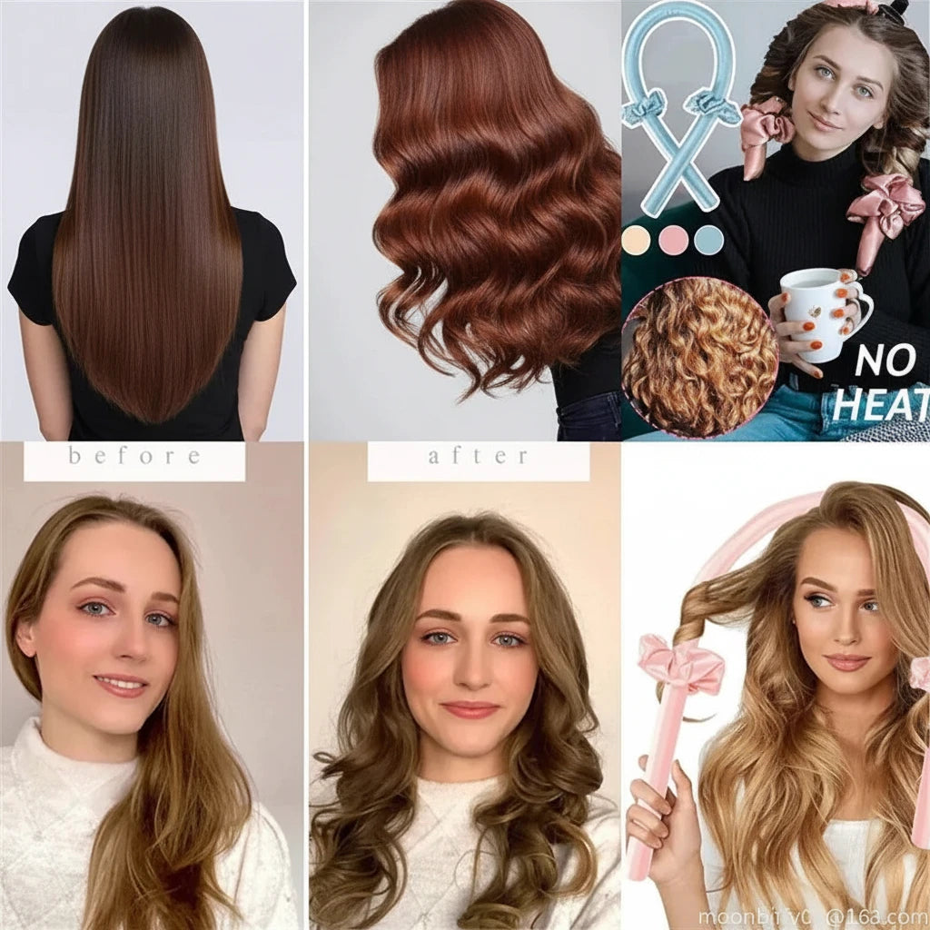 No Heat Silk Curls Ribbon Hair Rollers