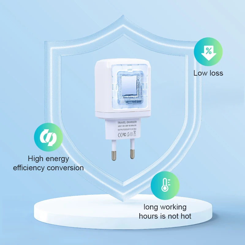 2 Ports USB  Charger White EU Standard Plug