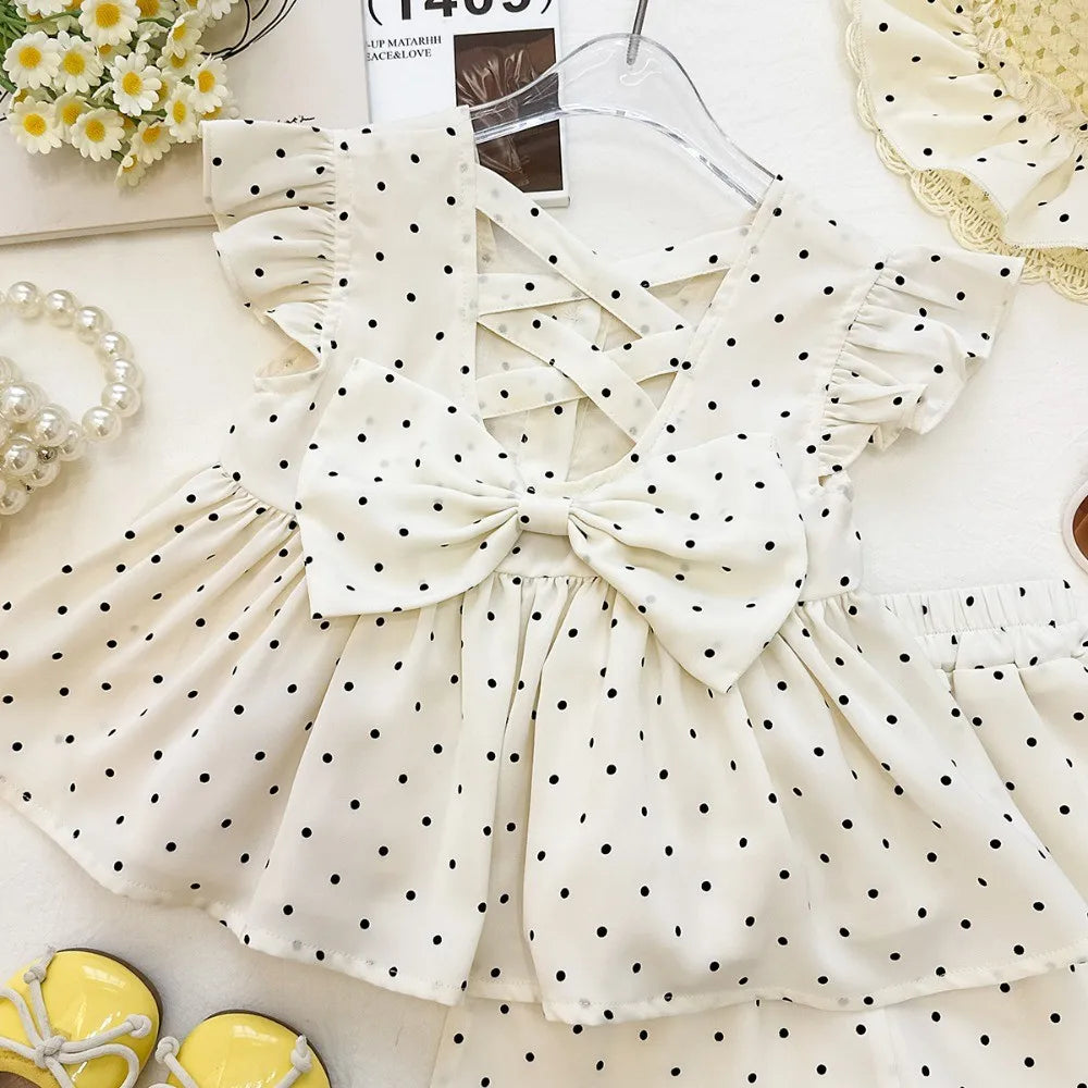Sweet and Cute Solid Color Bow Girls Clothes