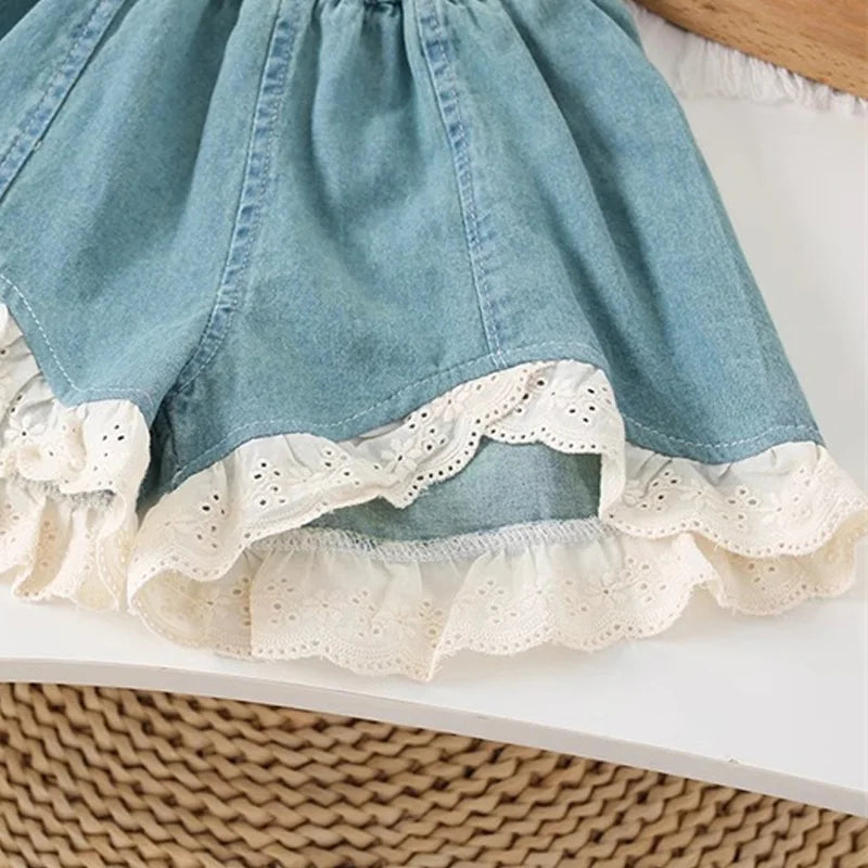 2Pcs Kids Sleeveless Sweet Clothing Set 2-8Y