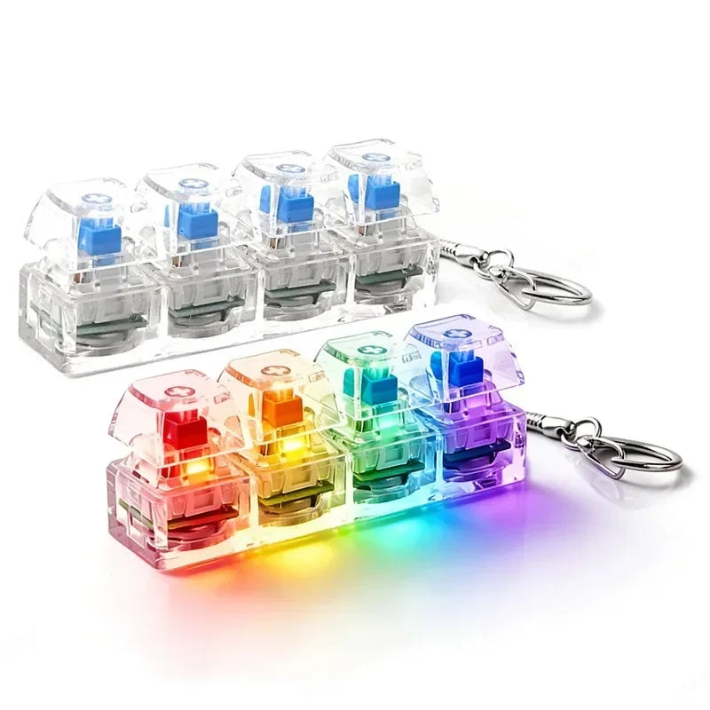 LED Light Up Keyboard Keychain Clickable button