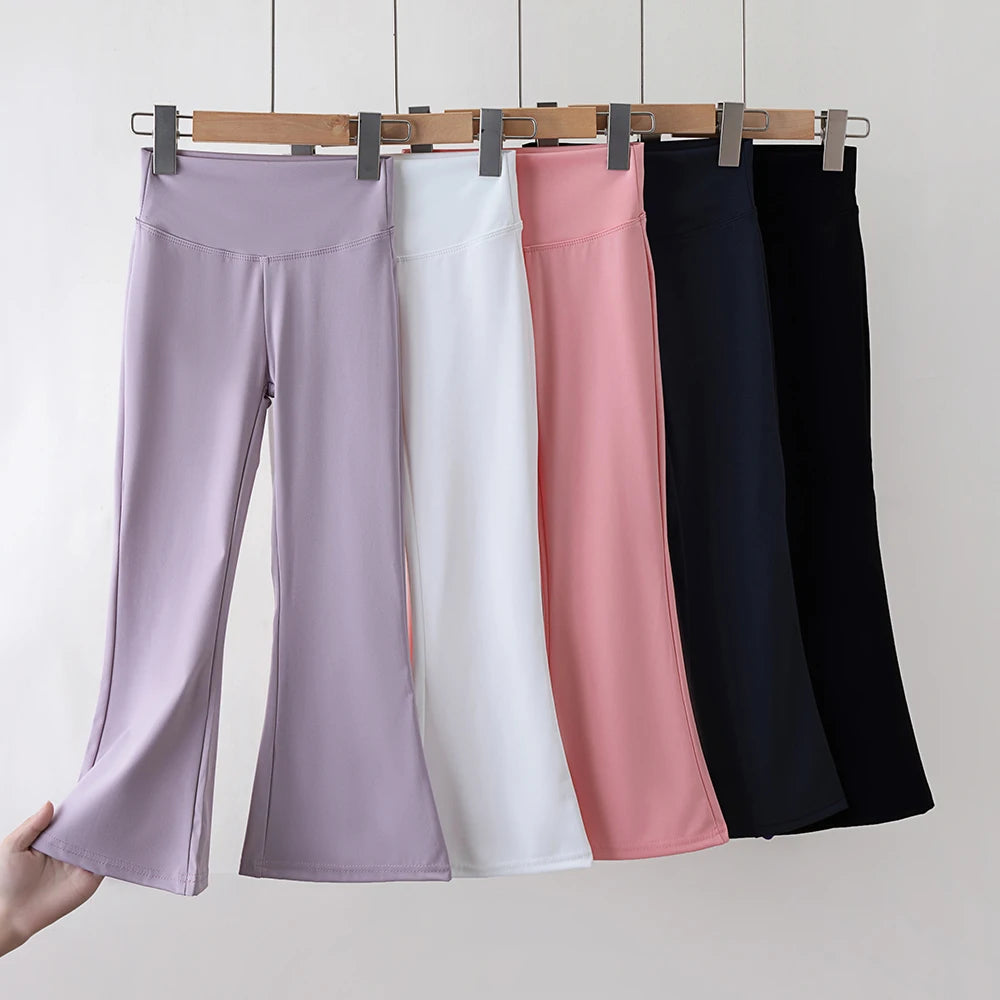 Girls Flared Pants High Waist Yoga Leggings