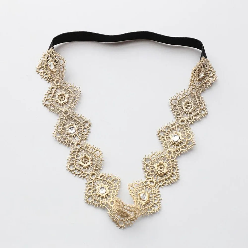 Cute Lace Headband Soft Newborn Elastic Turban  Princess Gold Hairband