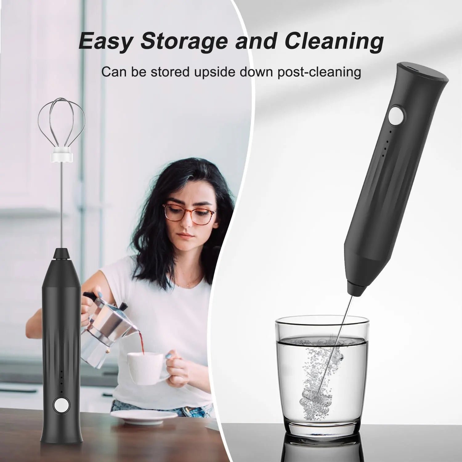 MINI Milk Frother USB Rechargeable 3 Speeds Foam Maker Coffee Whisk Mixer