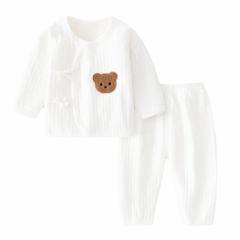 2Pcs/set Cartoon Bear Baby Cardigans Sets Soft Cotton 0-6 Months