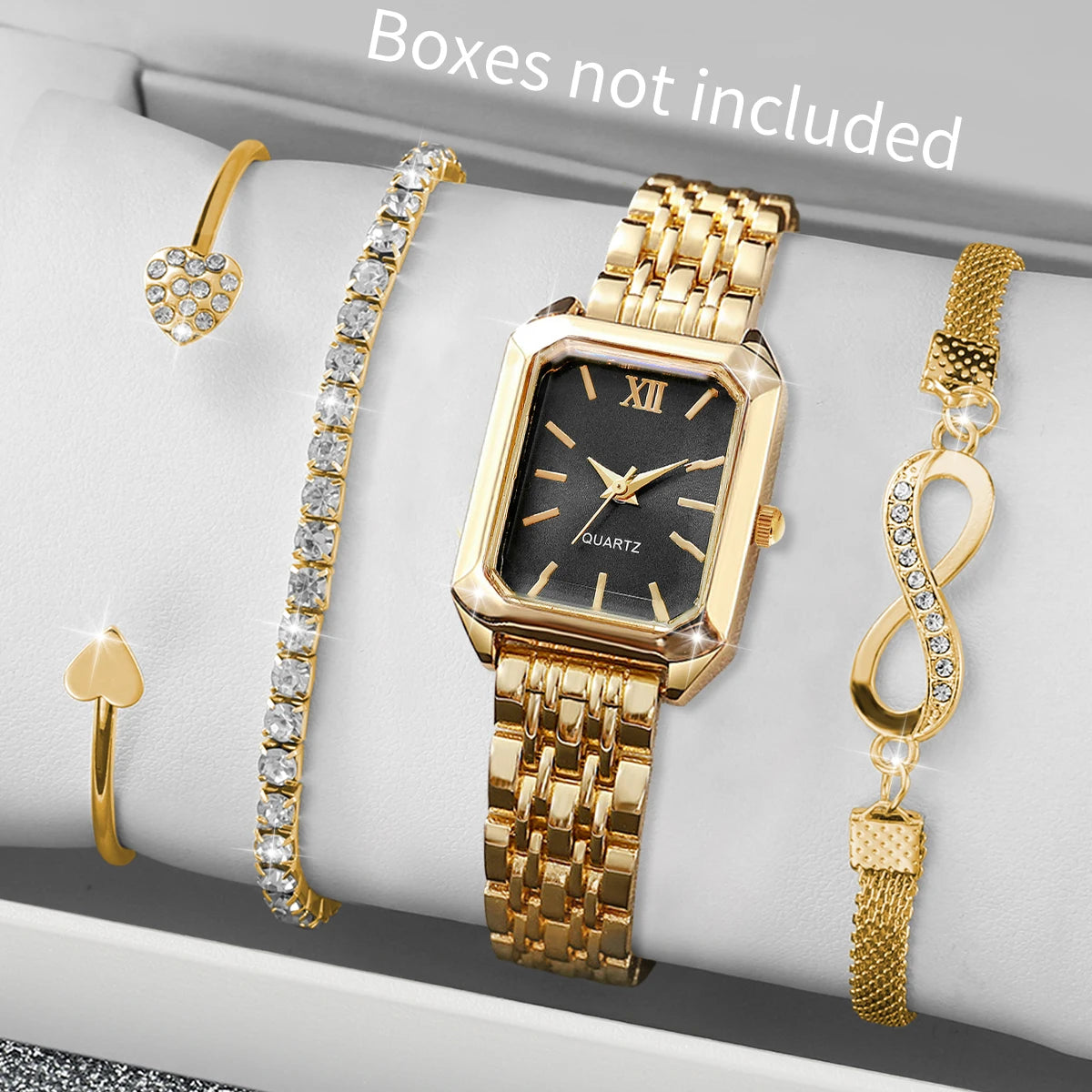 4PCS Women Quartz Watches Bracelets Set(Without Box)