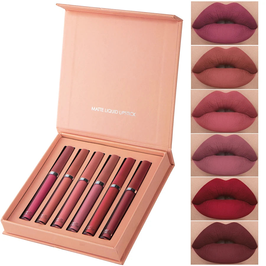 Matte Lip Gloss Set 6 Color Lipstick Box Set