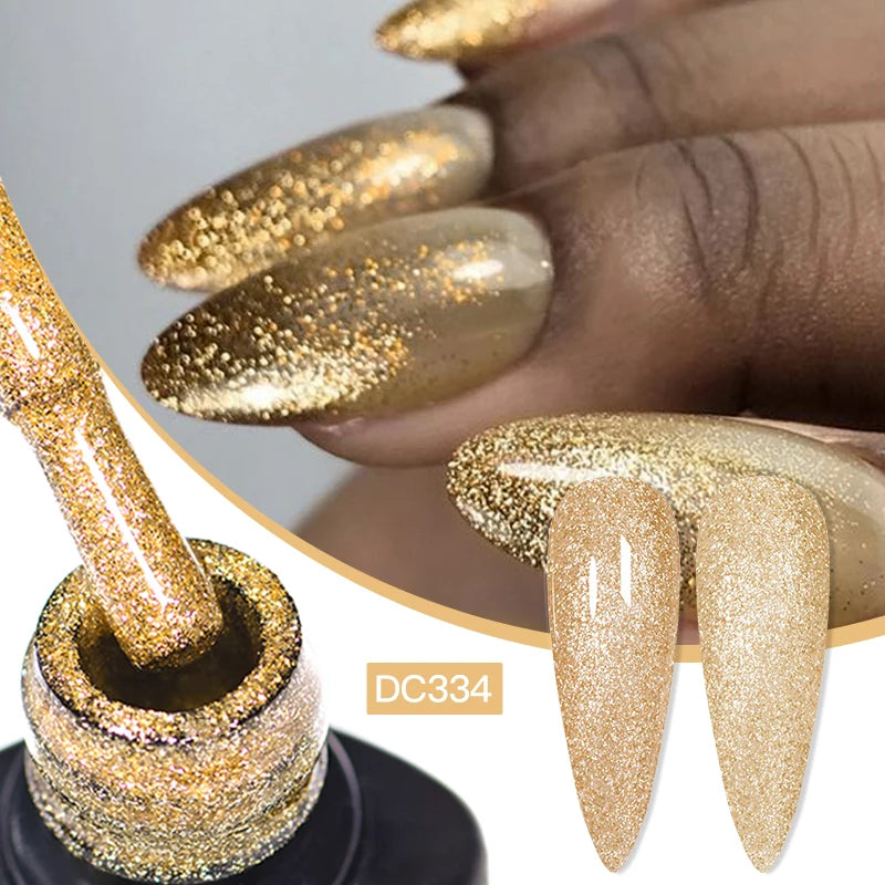 Gold Sliver Reflective Nail Gel Polish