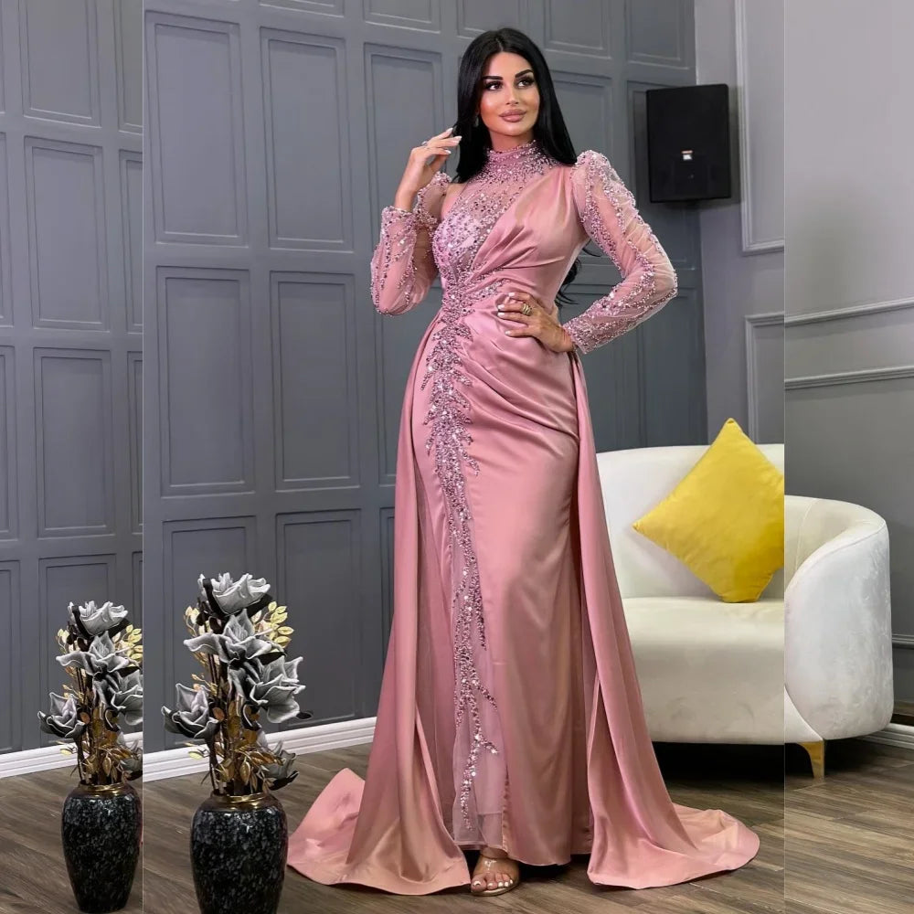 Customized Fashion Jersey Pleat A-line O-Neck Midi Dresses