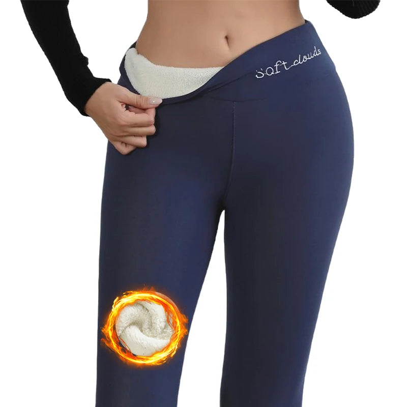 S-XL Autumn Winter Women Fleece Leggings