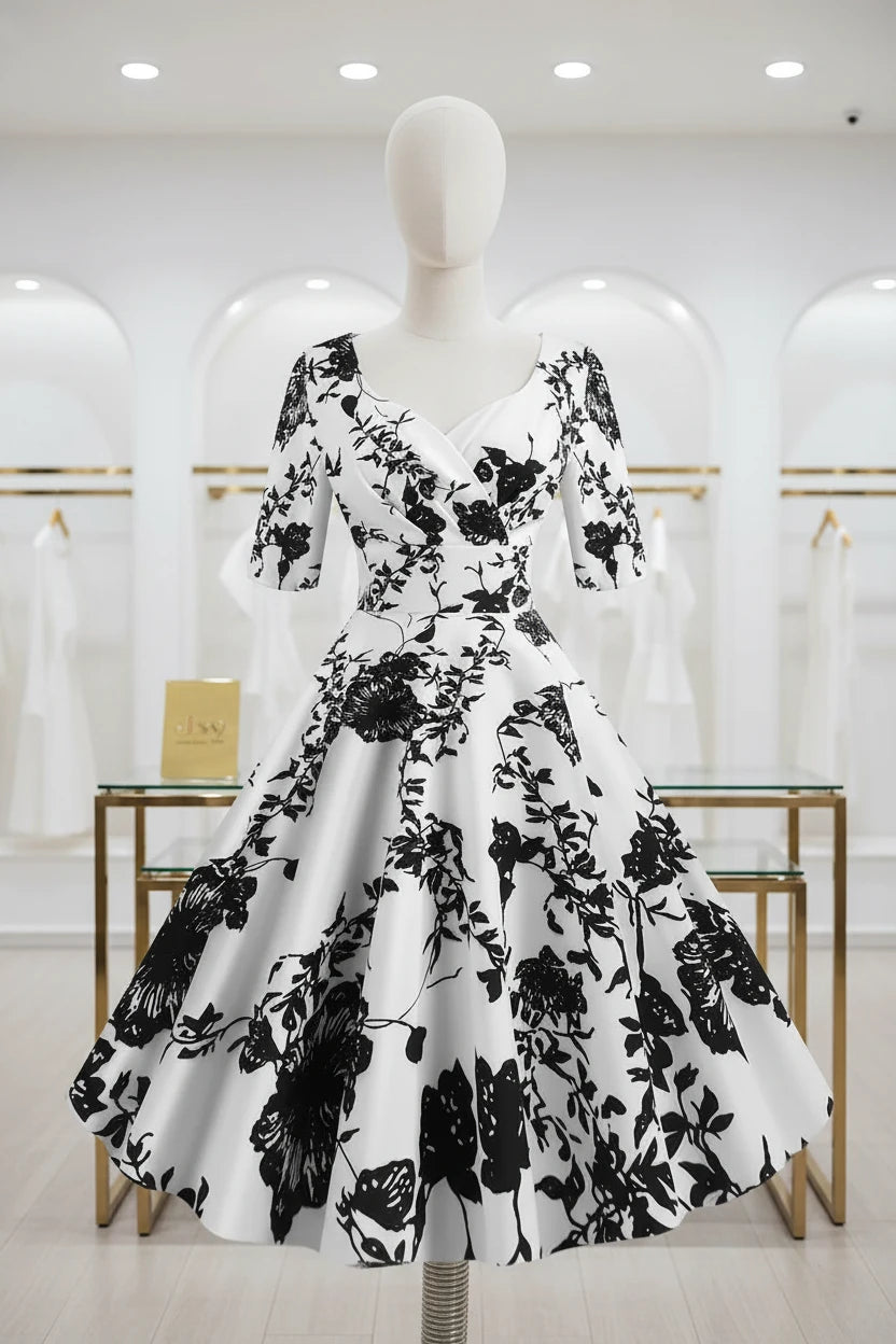 Summer Women Dress Floral Print Vintage Party Dresses