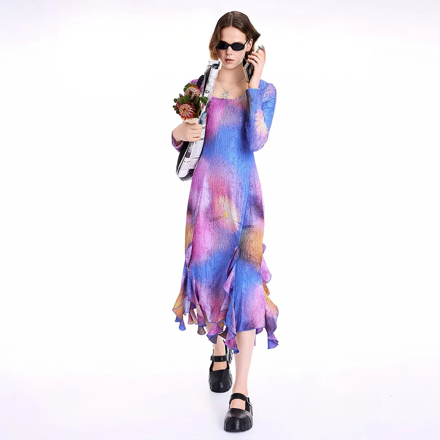 Round neck long dresses