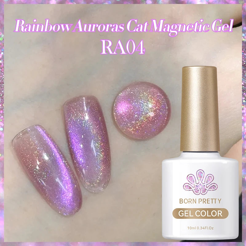 BORN PRETTY 10ml Rainbow Auroras Cat Magnetic Gel Nail Polish