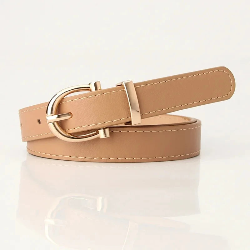 New PU Leather Simple Metal Buckle Belt