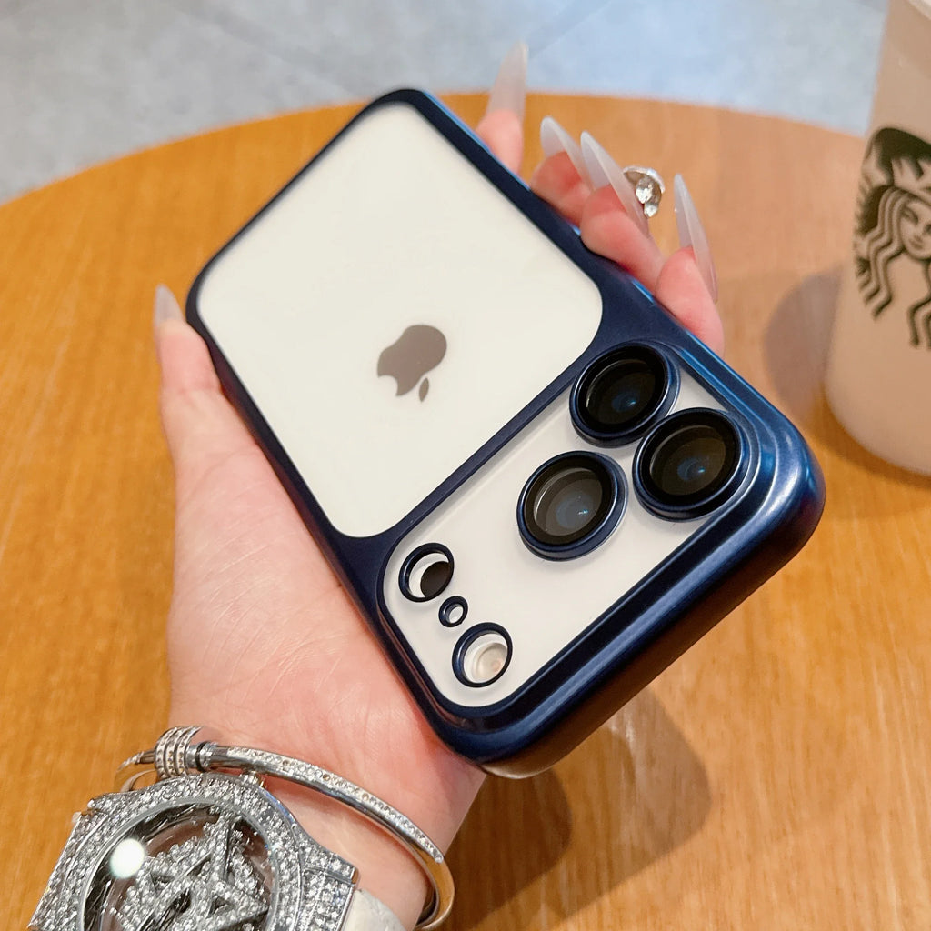 Phone Case For iPhone Air 17 Pro Max 16 15 14 Plating Frame Lens Glass