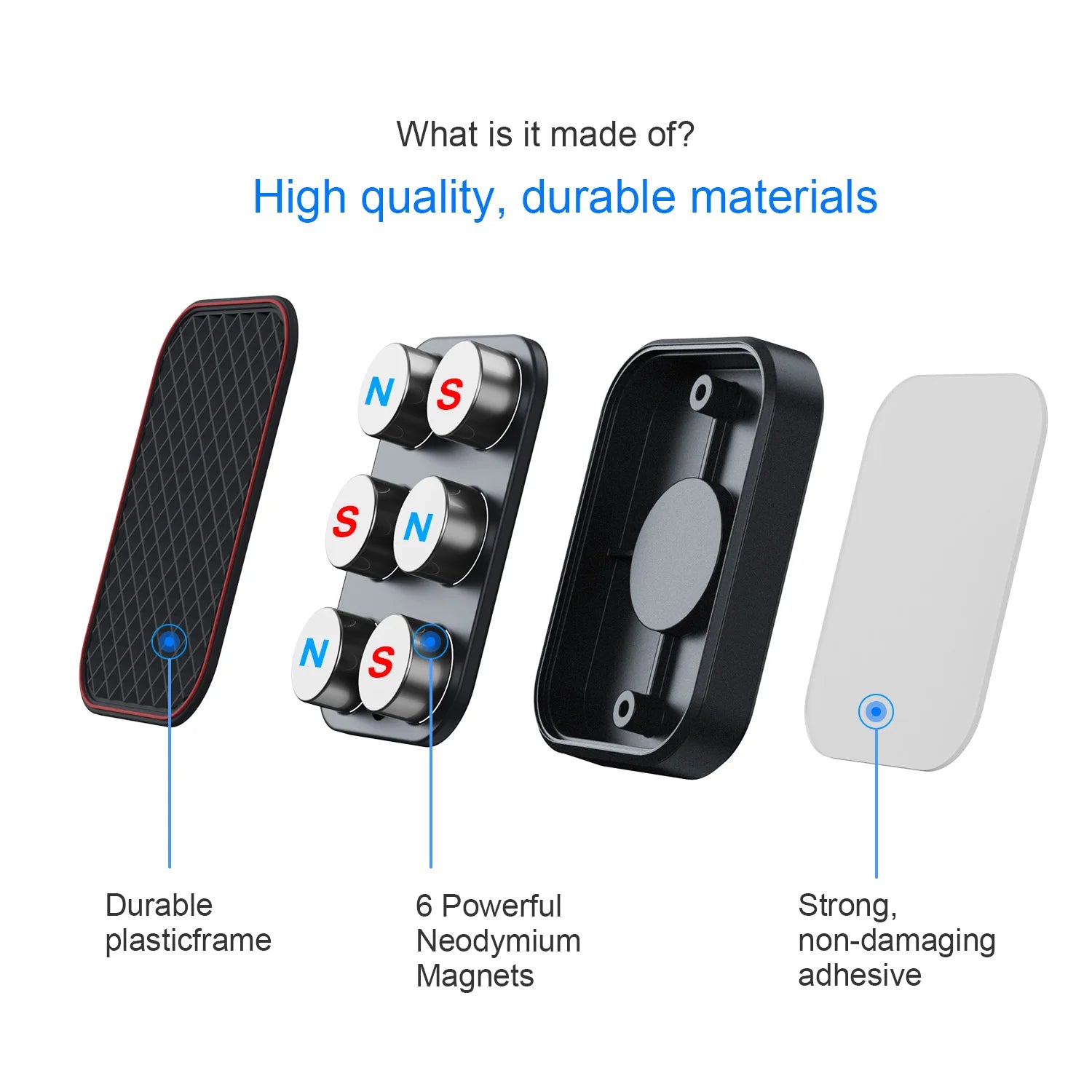 Magnetic Car Phone Mount Rectangle Flat Phone Holder