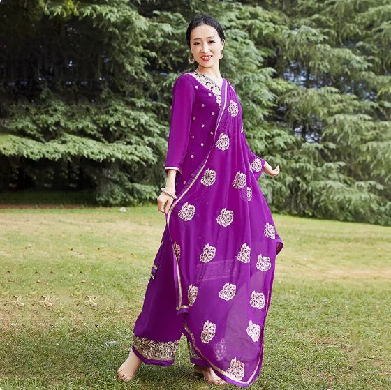 Women's Ethnic Dance Costume Sari Next  Chabi Three Piece Set