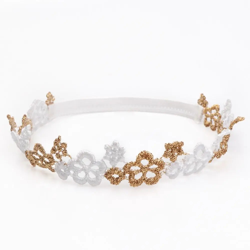 Cute Lace Headband Soft Newborn Elastic Turban  Princess Gold Hairband