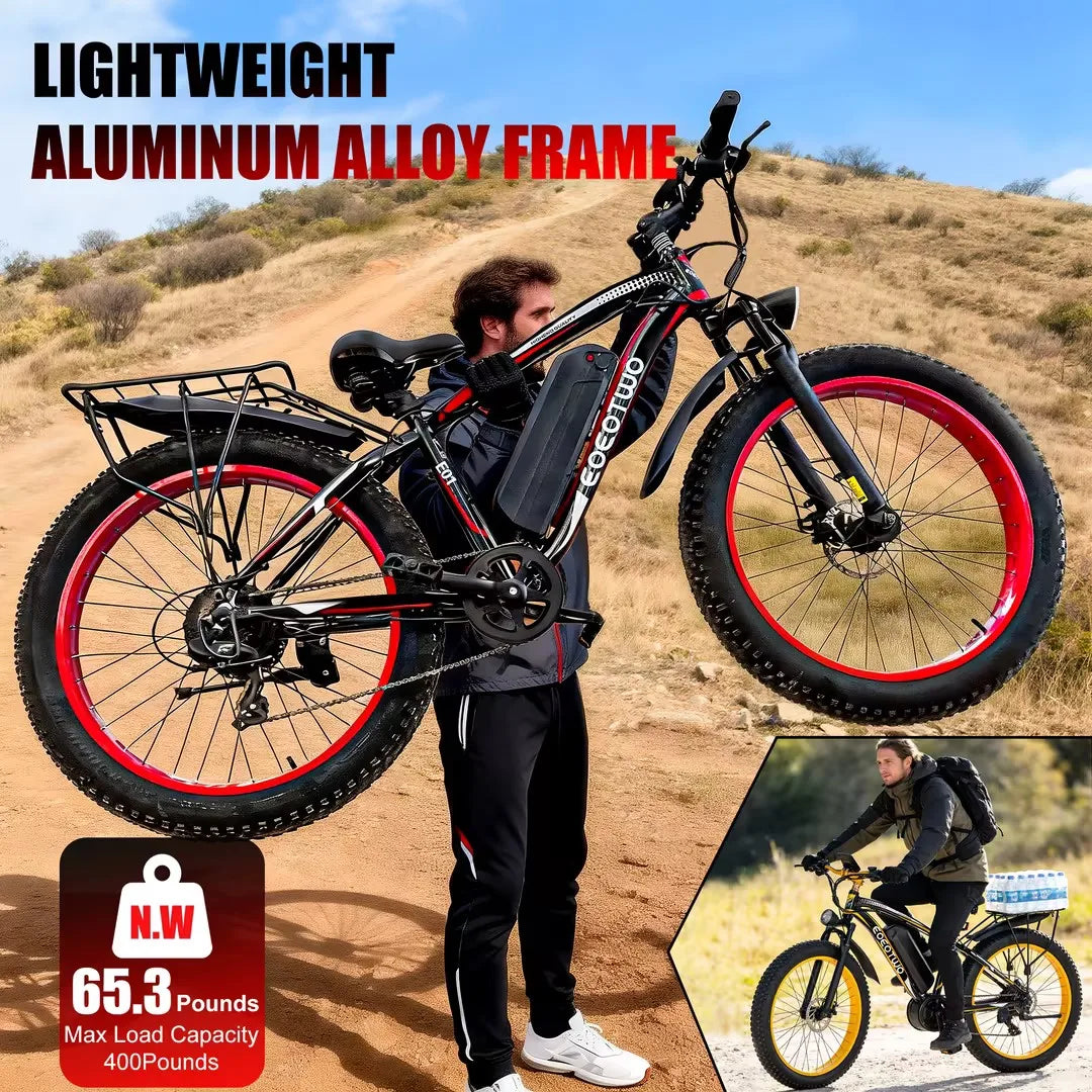 1500W Fat Tire Electric Bike for Adults 26"x4.0 All Terrain Ebike 34MPH