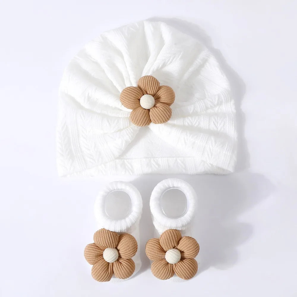 Baby Headscarf Hat Elastic Lightweight Hat Sock Set Newborn Supplies