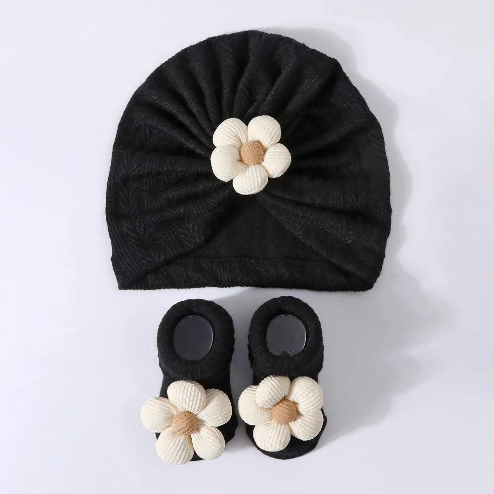 Baby Headscarf Hat Elastic Lightweight Hat Sock Set Newborn Supplies