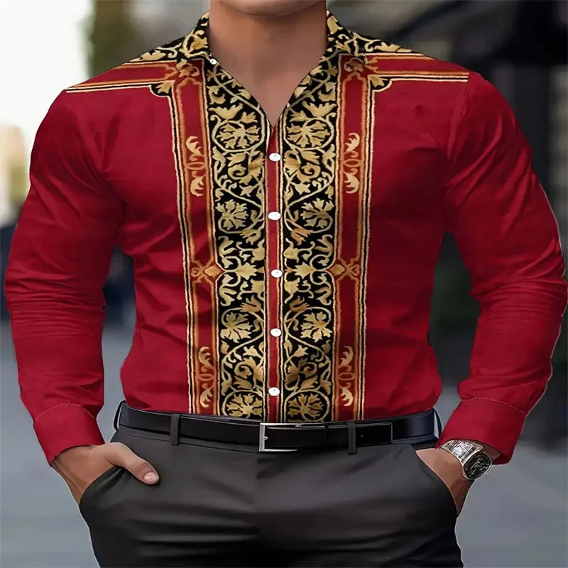 Men's Fashion Printed Shirt Retro Style, New 2026 fashion