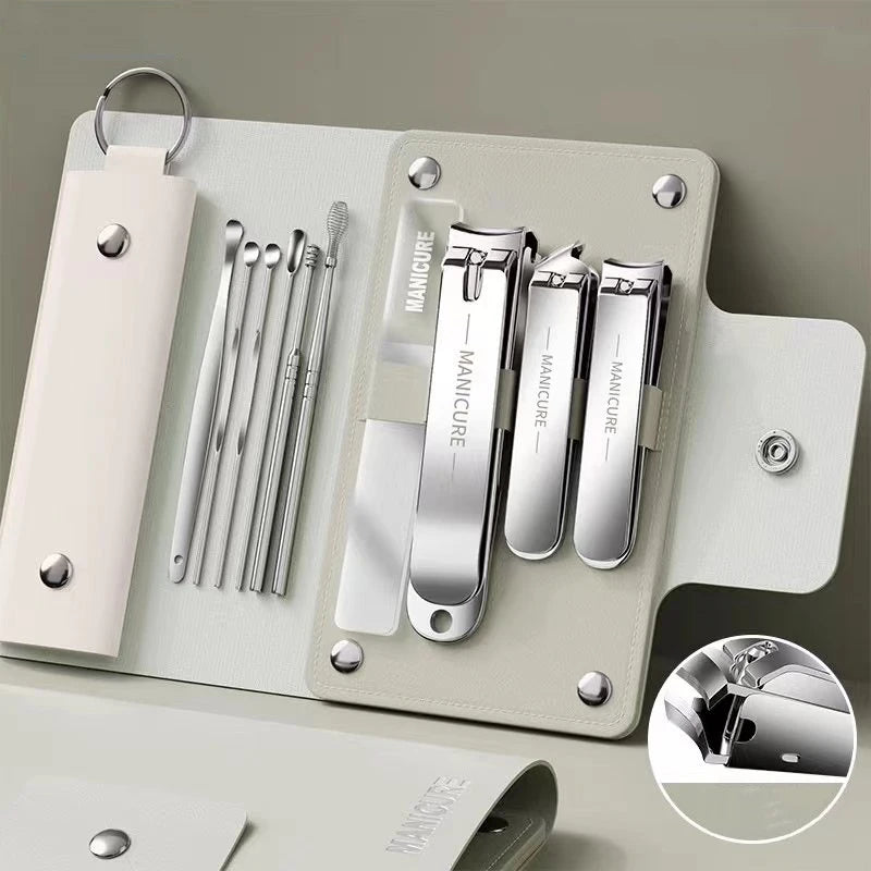 Ouriner 6-18Pcs Portable Manicure Sets Pedicure Kits Bright Black Nail Clipper set